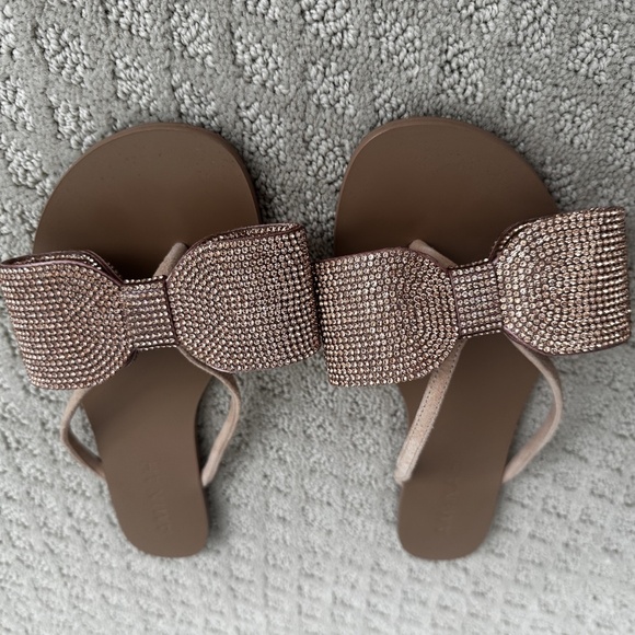 Aminah Abdul Jillil leather CRYSTAL FLIP FLOP ROSE GOLD size 7 US - Picture 8 of 8